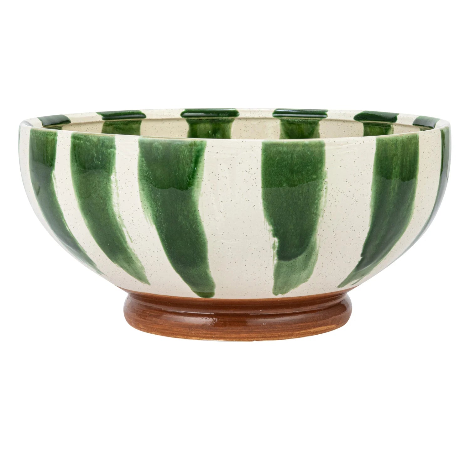 Stoneware Footed Bowl w/ Stripes