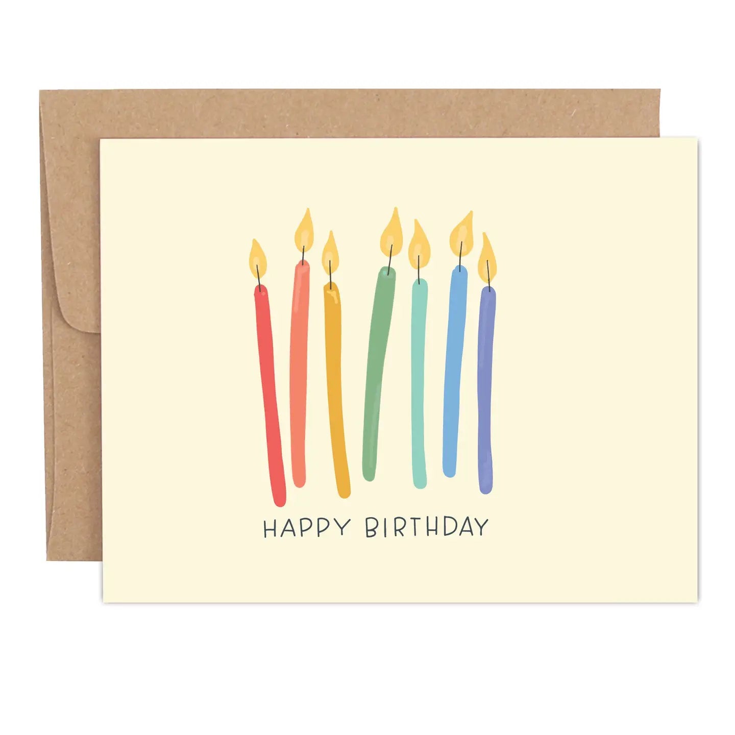 Happy Birthday Rainbow Candles Greeting Card