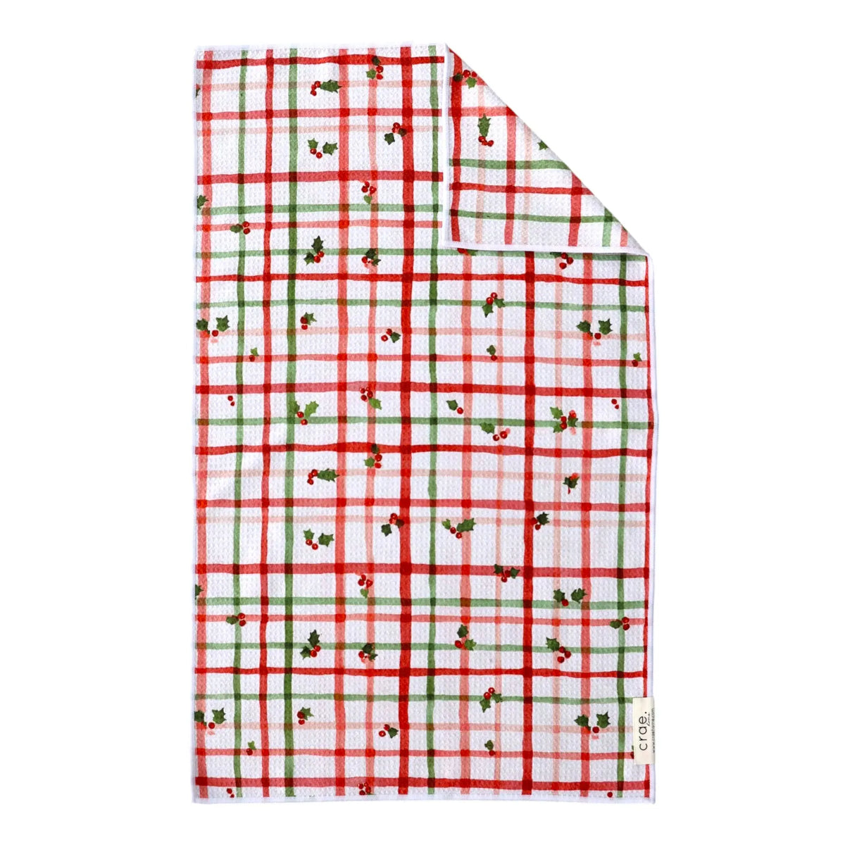 Holly Berry Plaid: Double-Sided Hand Towel
