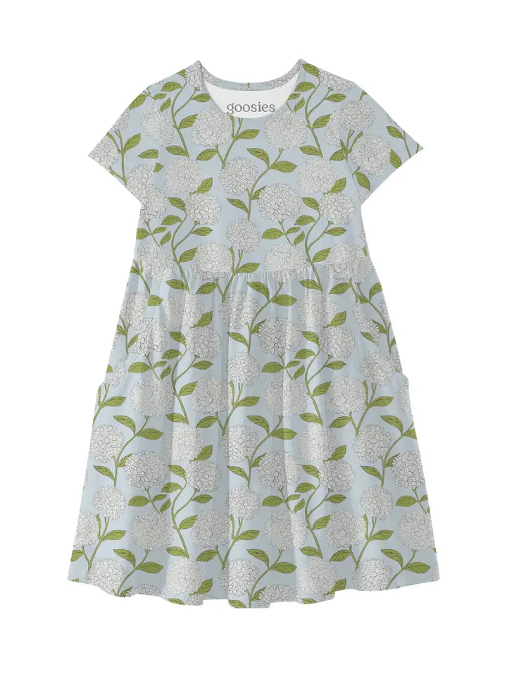 Hydrangeas - Short Sleeve Pocket Dress