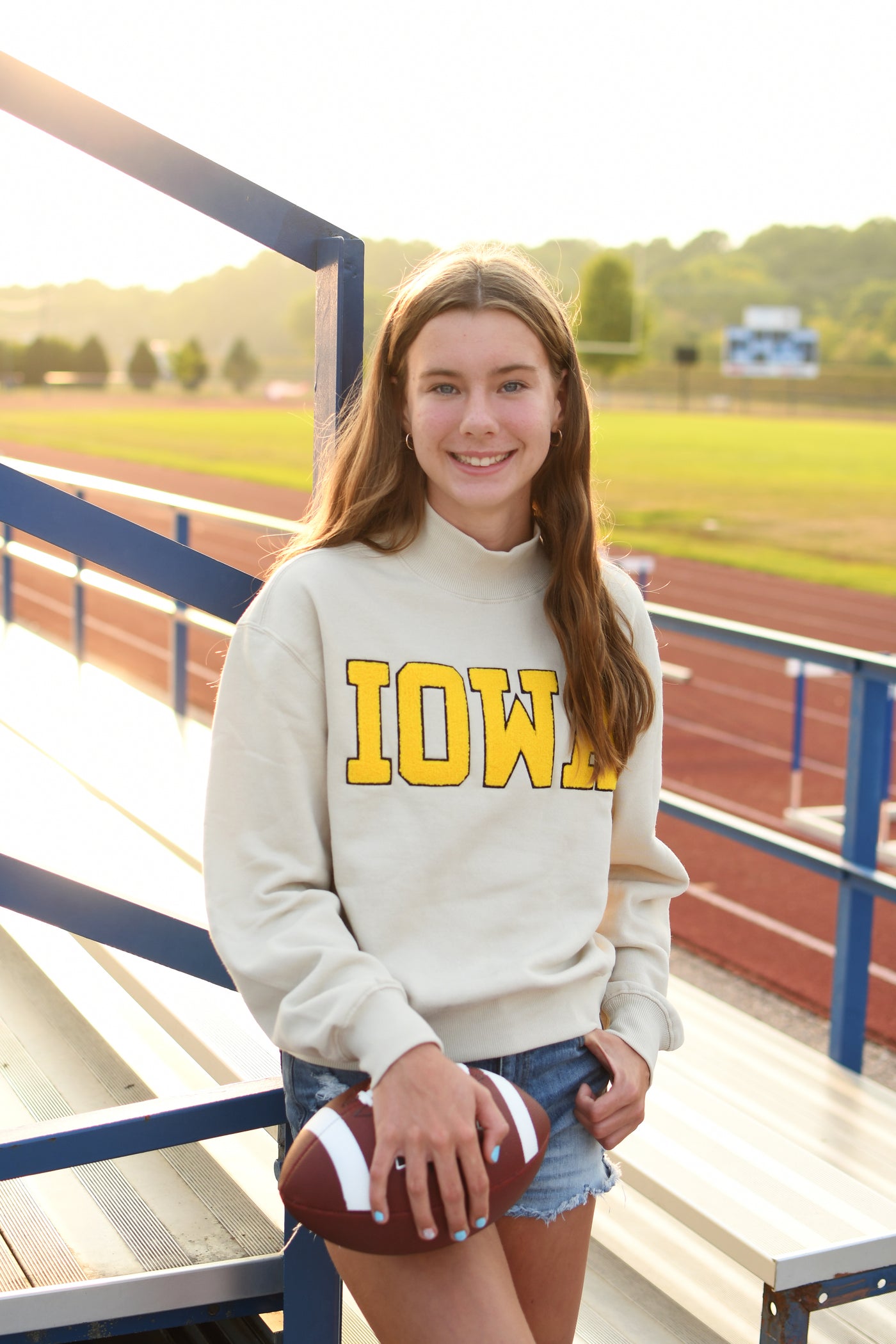 IOWA Crop/Mock Neck- Ivory