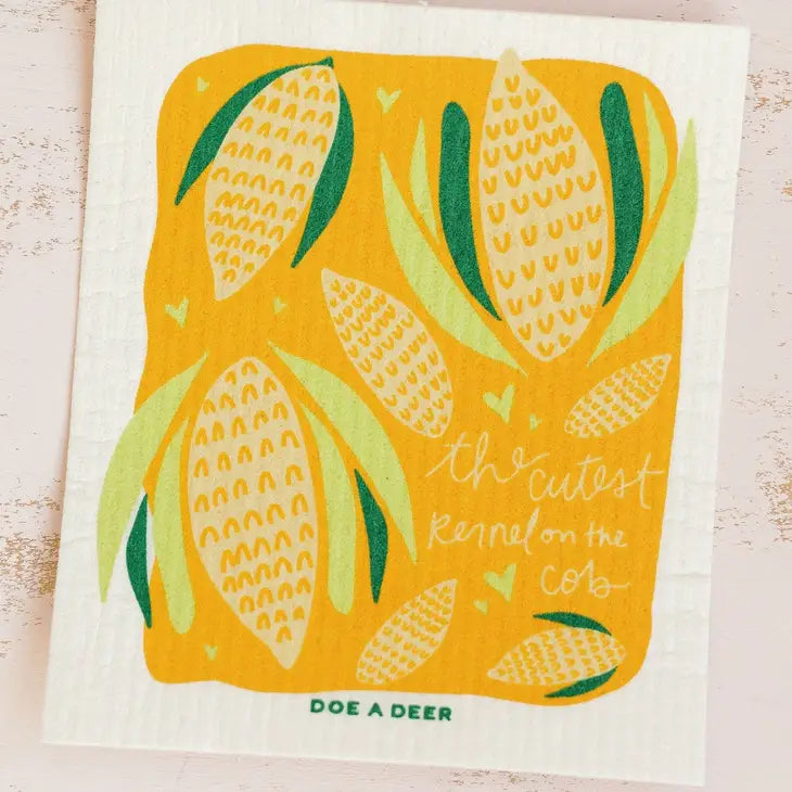 Doe A Deer Cutest Kernel on the Cob Swedish Dishcloth