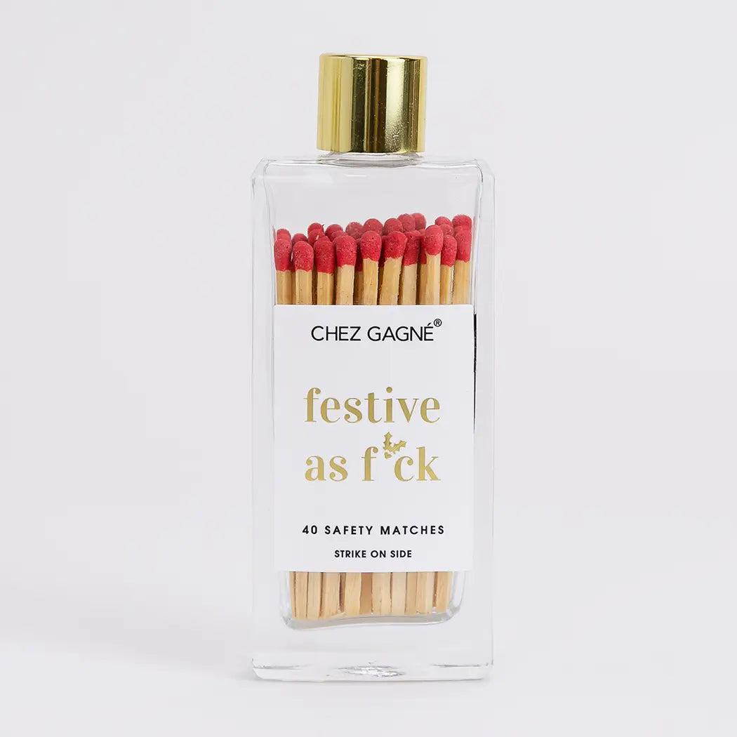 Festive As Fuck Glass Bottle Holiday Matches