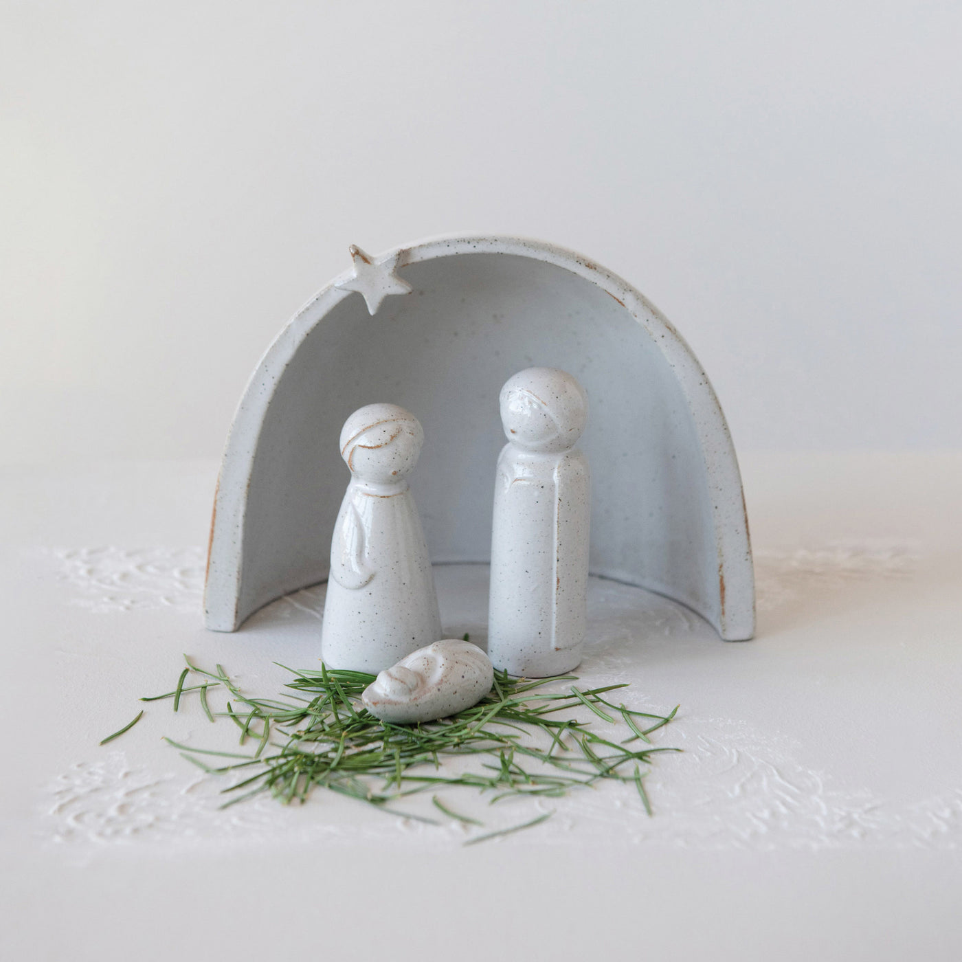 Stoneware Nativity- White