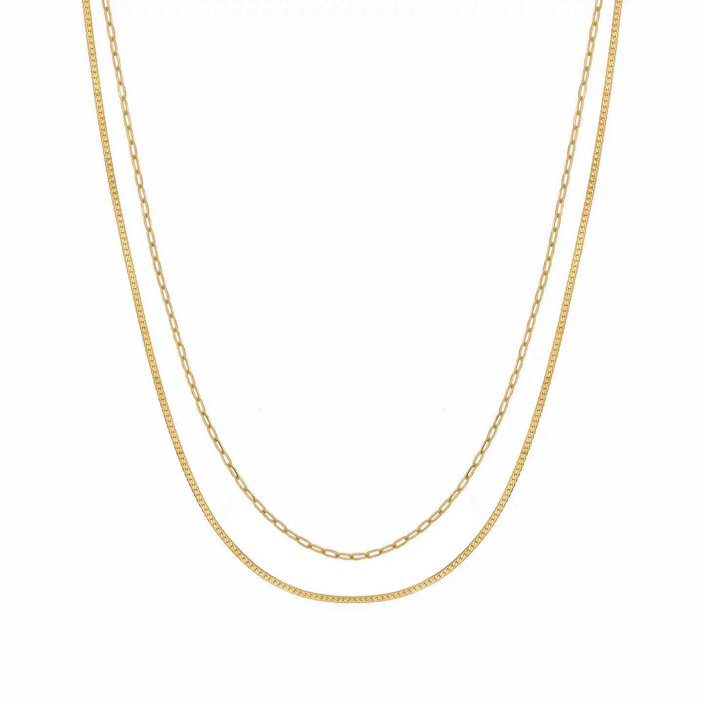 Waterproof Gold Double Layer Paperclip Necklace