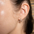 18K Gold Pave Double Hoops