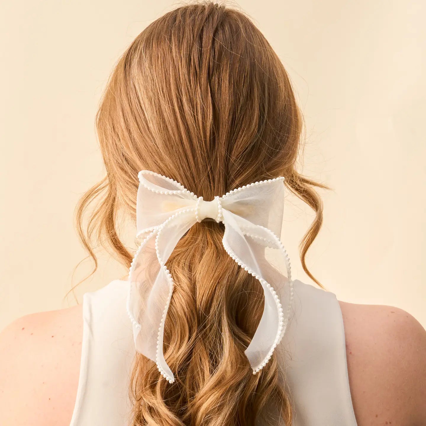 Sheer Pearl Hair Bow