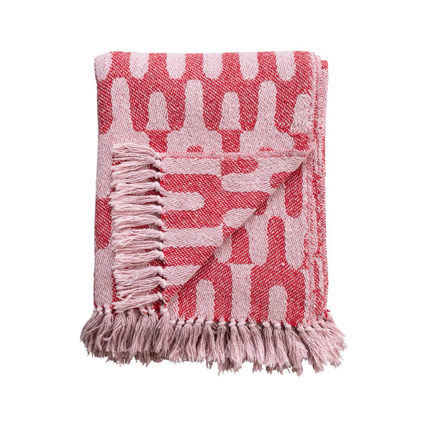 Woven Recycled Cotton Blend Throw w/ Pattern & Fringe