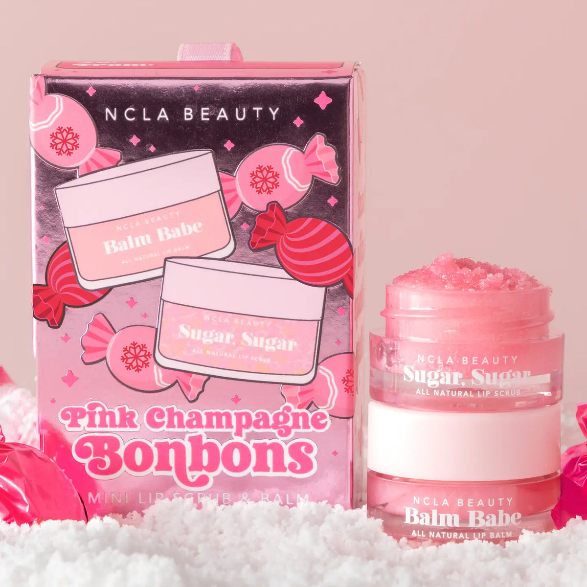 Ornament Mini - Pink Champagne Bonbons Lip Scrub + Balm