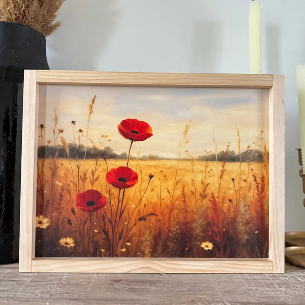 Fall Red Flowers Framed Print- 8x12