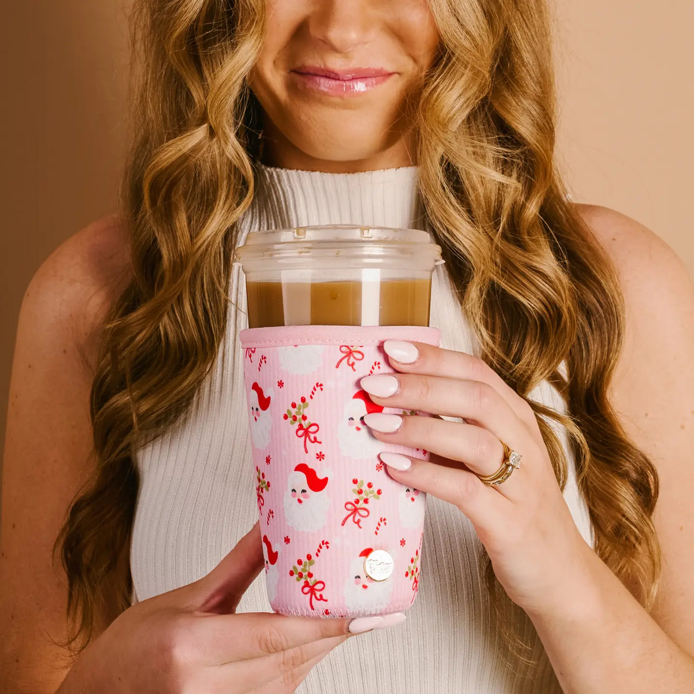 Sip Savvy Drink Sleeve- Holly Jolly Santa