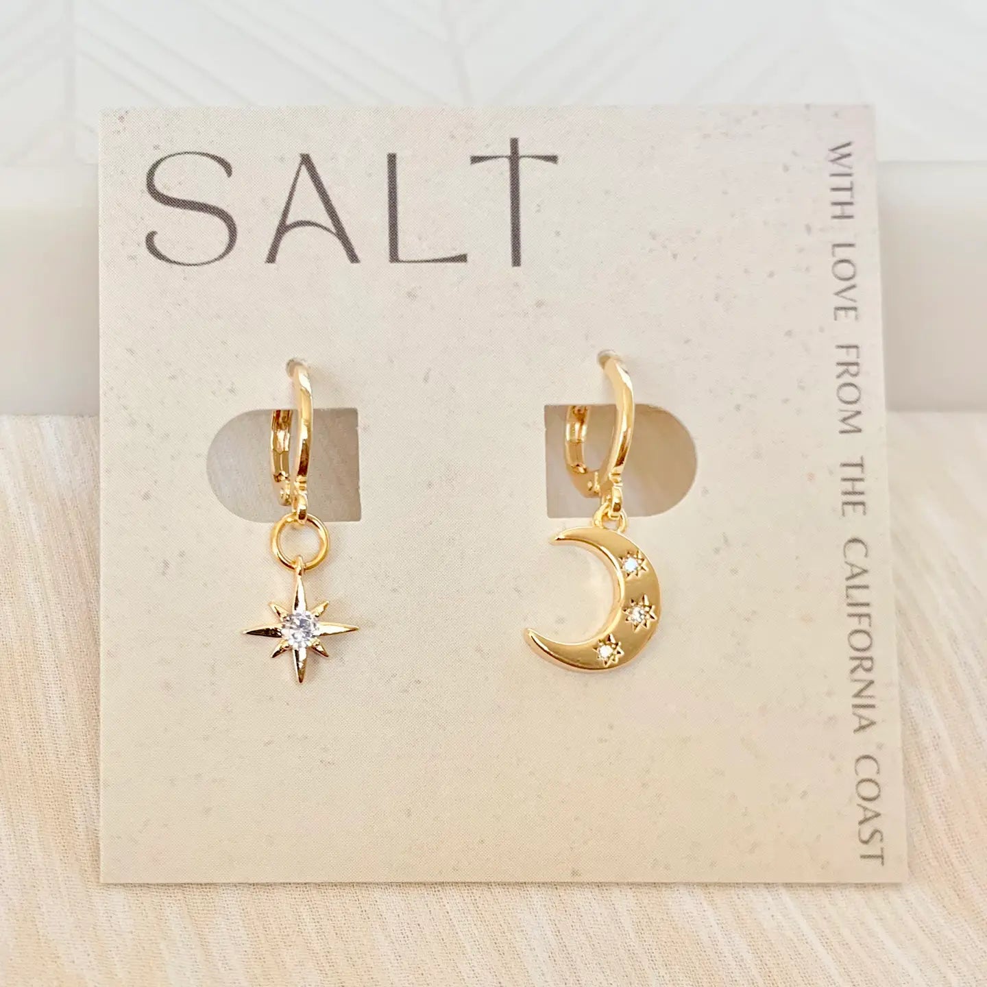 Star & Moon Huggie Hoops