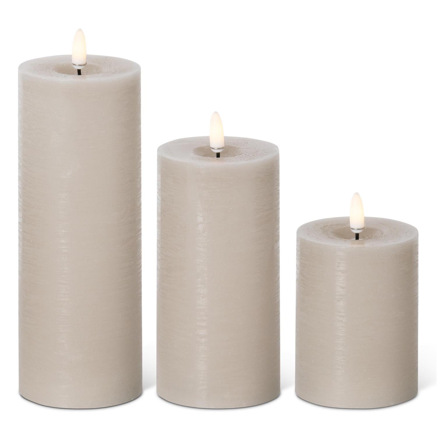 Taupe ON/OFF Touch LED Pillar Candles w/Timers