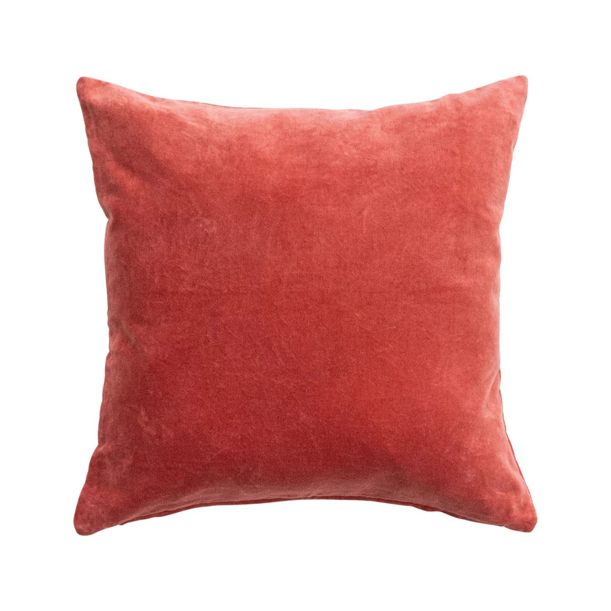 Cotton Velvet Pillow | Rust