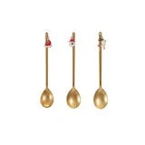 Stainless Steel Spoon w/ Holiday Charm, Gold Finish, 3 Styles