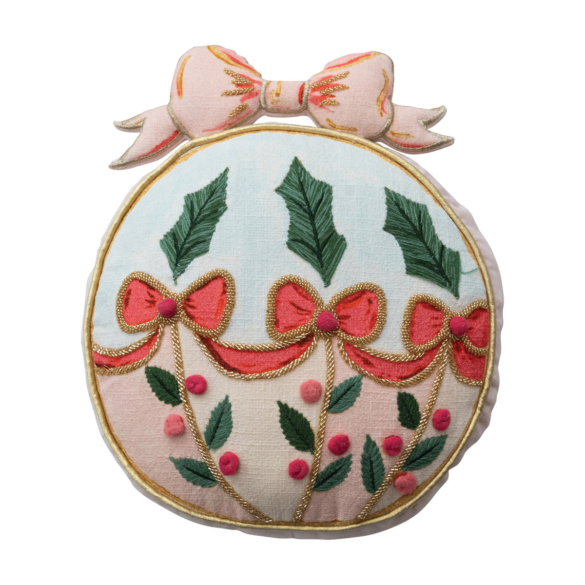 Embroidered Ornament Shaped Pillow
