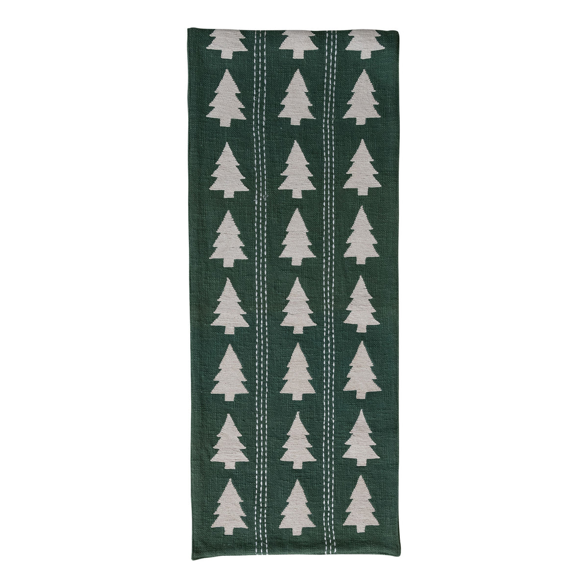 Embroidered Trees Table Runner-Green