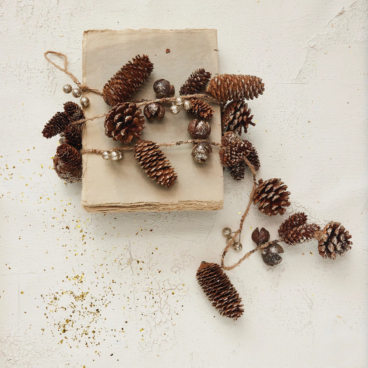 Pinecone Garland w/ Seed Pods & Glitter