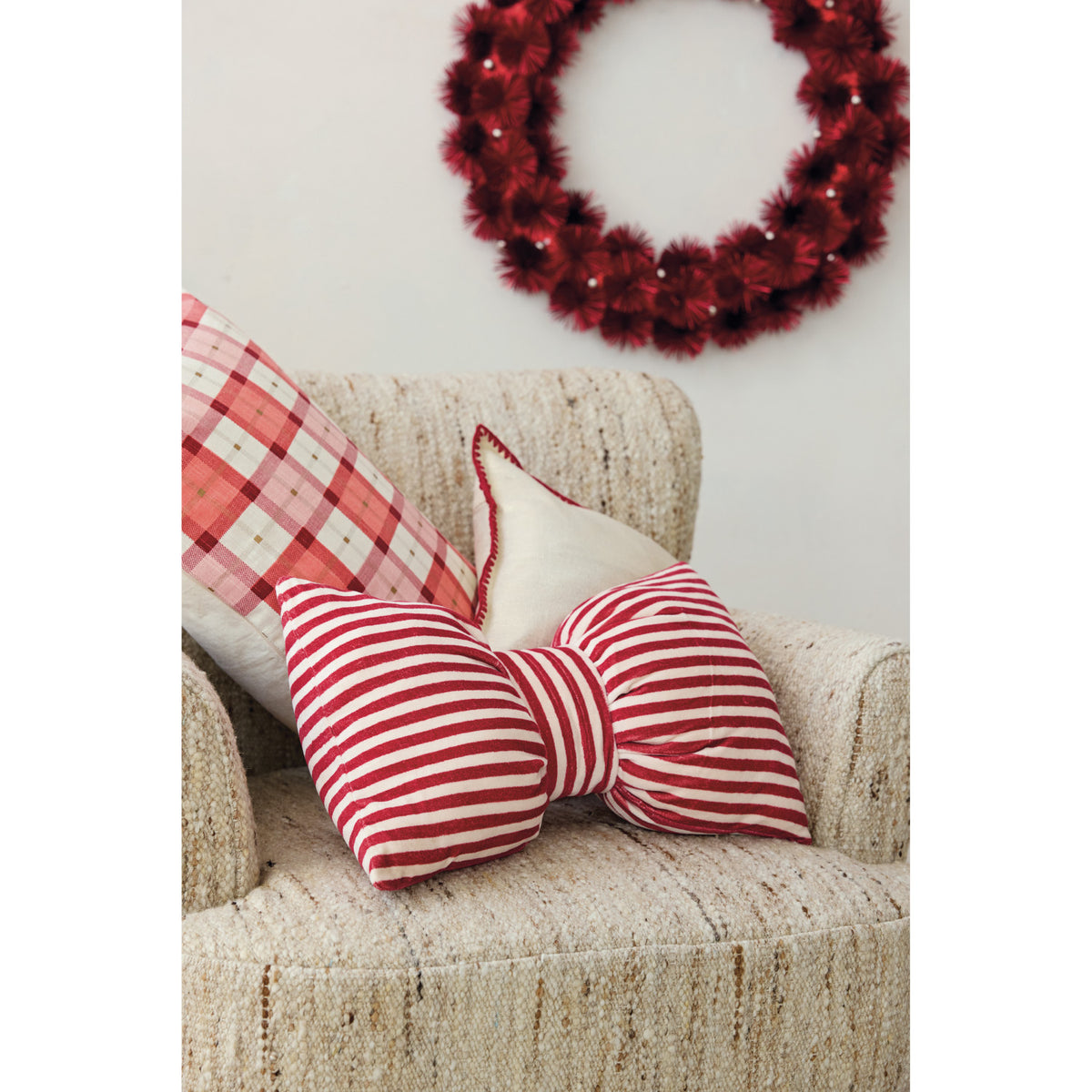 Cotton Velvet Bow Shaped Pillow