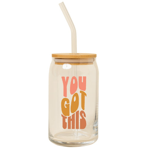 Glass Cup w/lid - You Got This