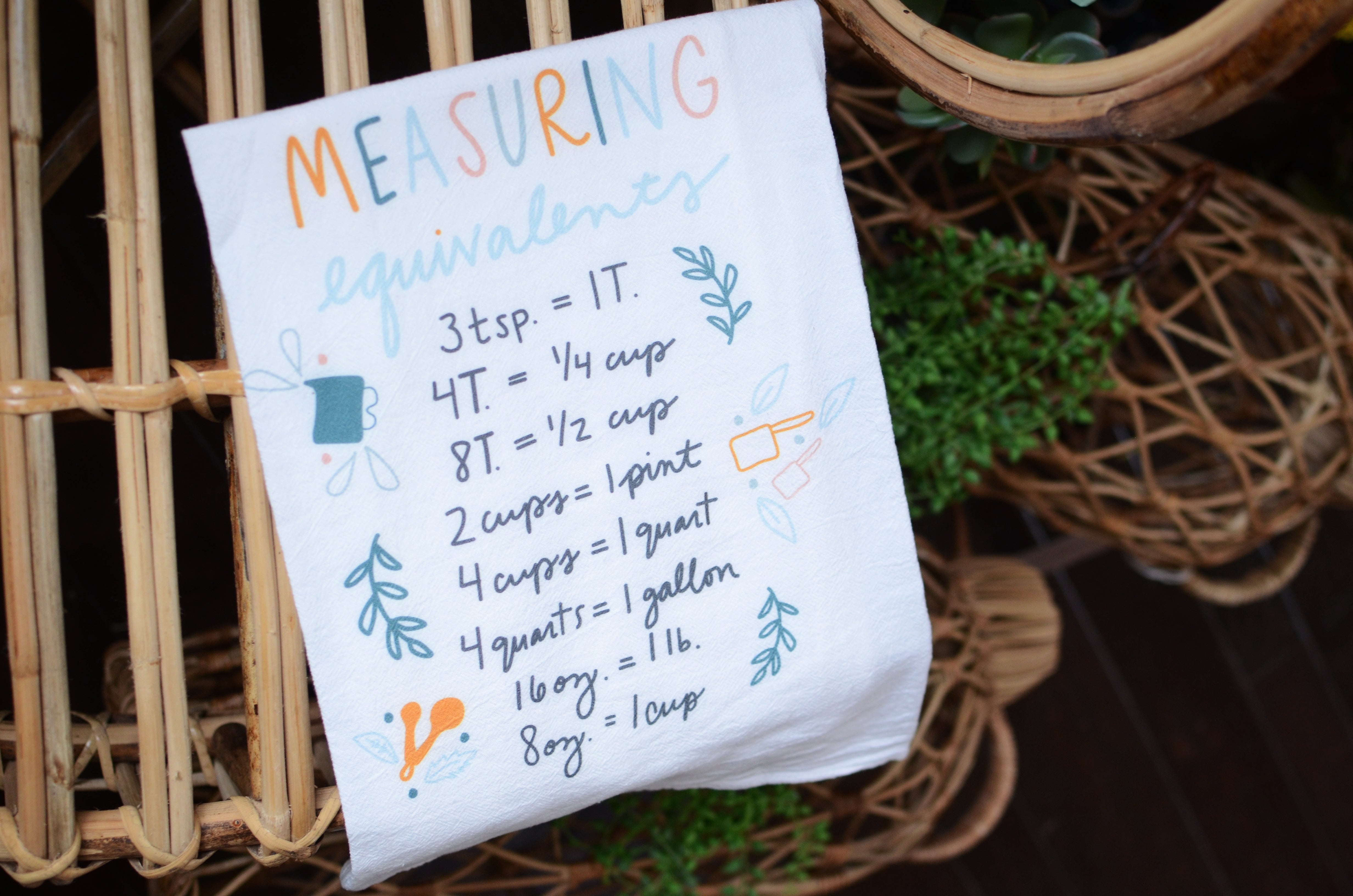 Doe a Deer Measuring Equivalents Flour Sack Towel