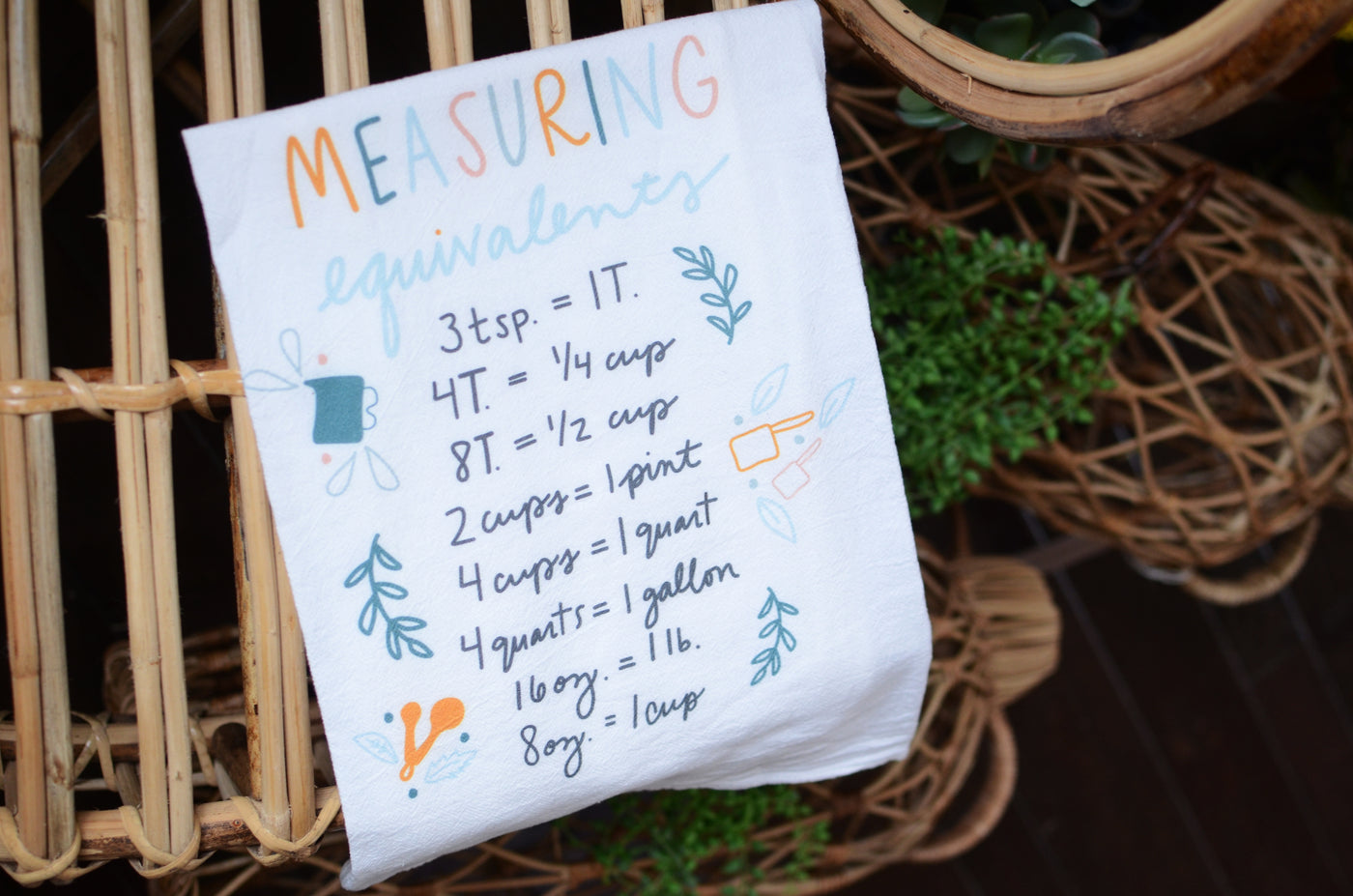 Doe a Deer Measuring Equivalents Flour Sack Towel