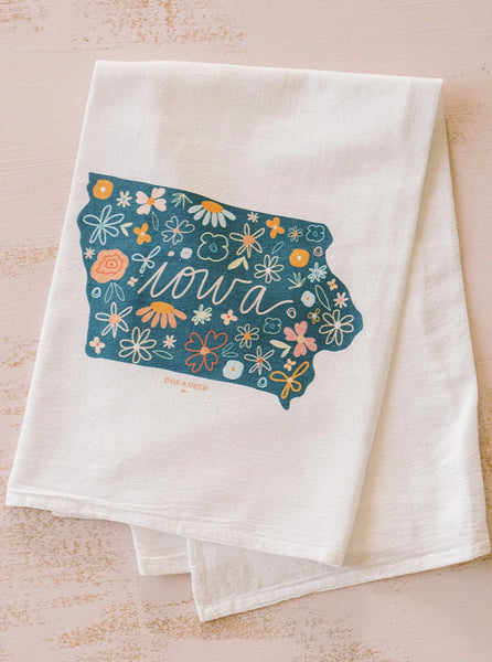Doe A Deer Iowa Floral Flour Sack Towel
