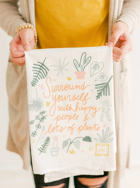 Doe A Deer Design Happy People & Lots of Plants Flour Sack Towel