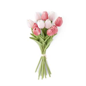 13.5 INCH PINK/ROSE REAL TOUCH MINI TULIP BUNDLE (12 STEMS)