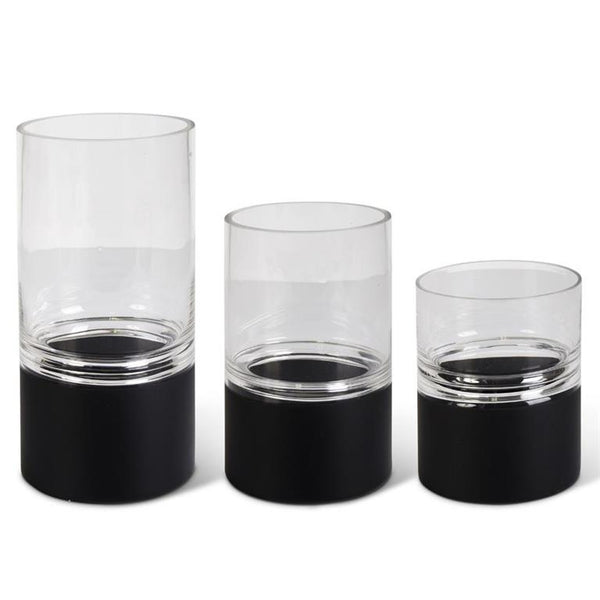 Clear Glass Vase w/ Black Bottom