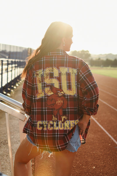 ISU Plaid Button Up