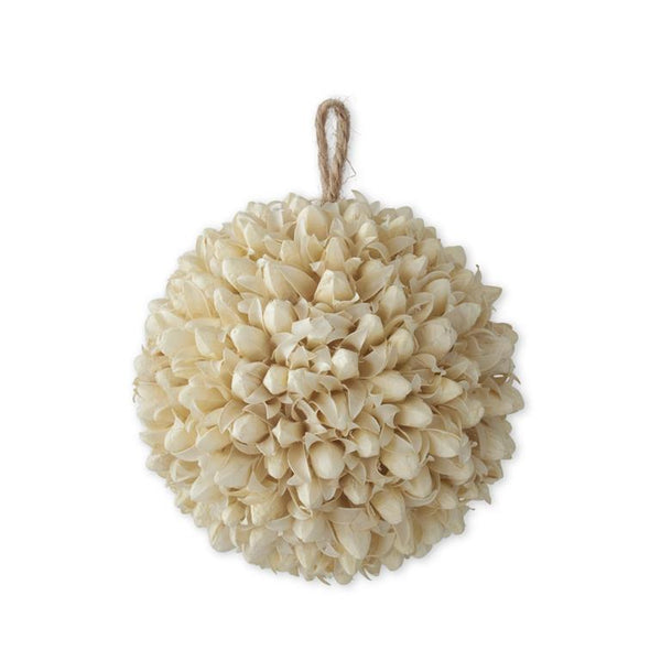 4.75 Inch Cream Dried Pod Ball Ornament