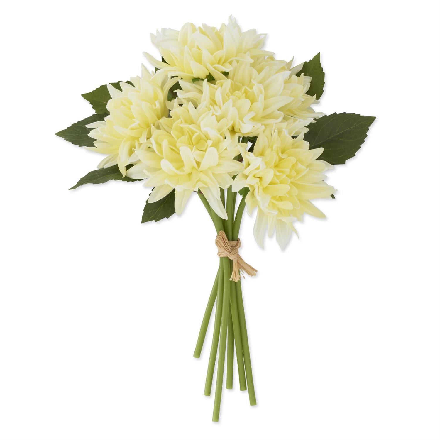 12 Inch Light Yellow Real Touch Dahlia Bundle (6 Stems)