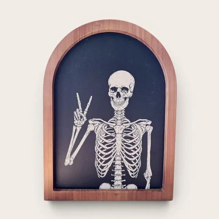 Skeleton with Peace Sign Framed Arch