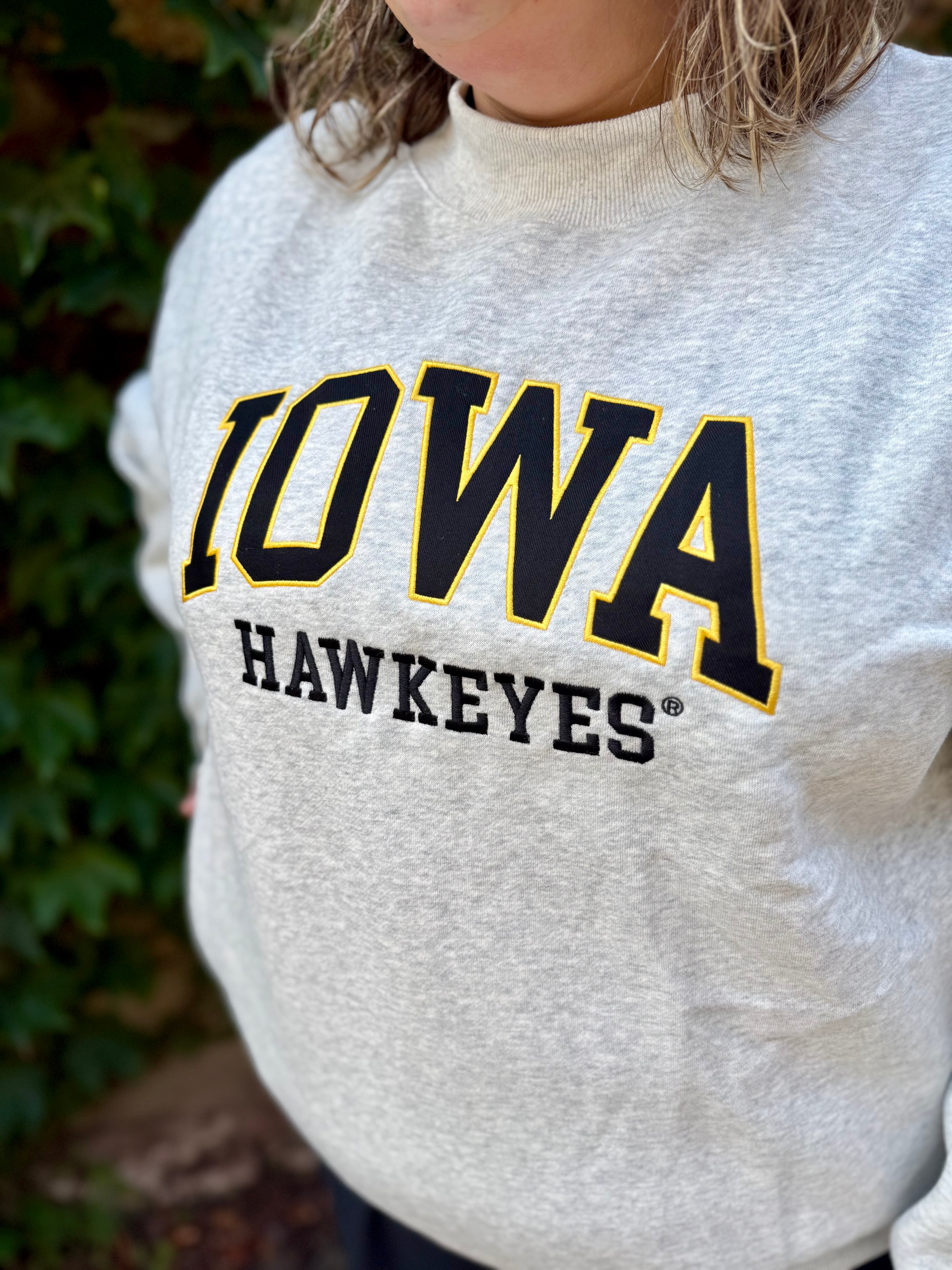 IOWA HAWKEYES MOCK NECK -Gray