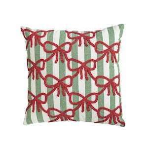 Holiday Bow Beaded Pillow