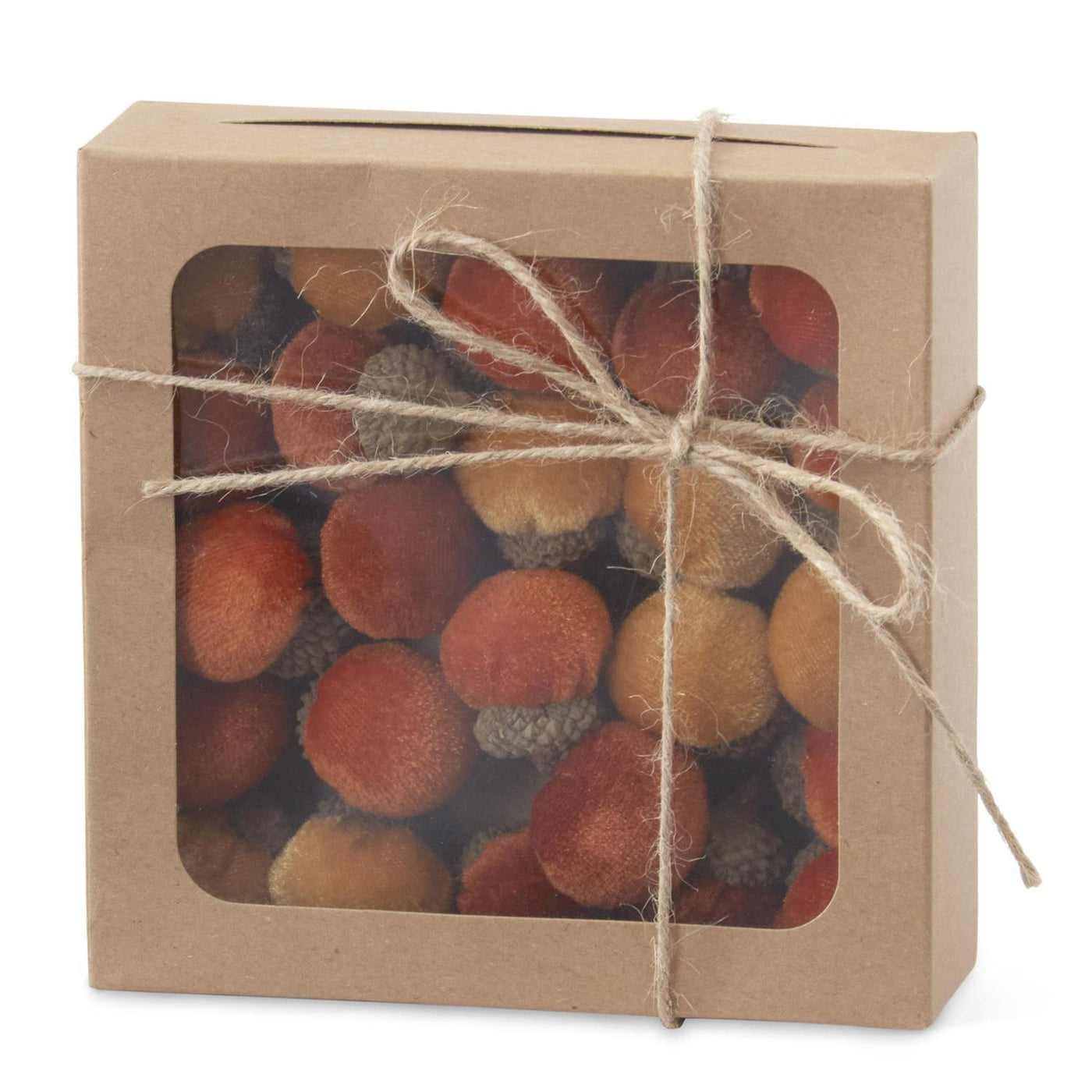 Box of Mini Rust Tan & Orange Plush Acorns