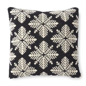 20 Inch Square Black & White Knit Snowflake Pillow