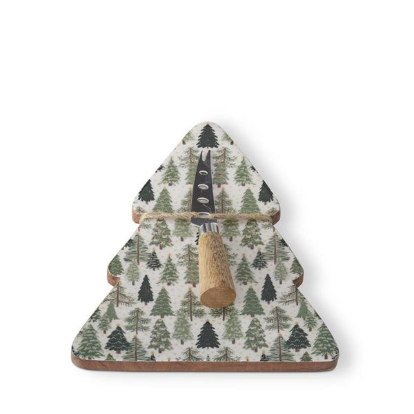 8.5 Inch Wood Christmas Trees Enameled Tree Tray