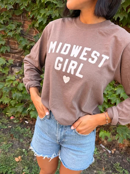 The Midwest Girl Long Sleeve Tee in Espresso