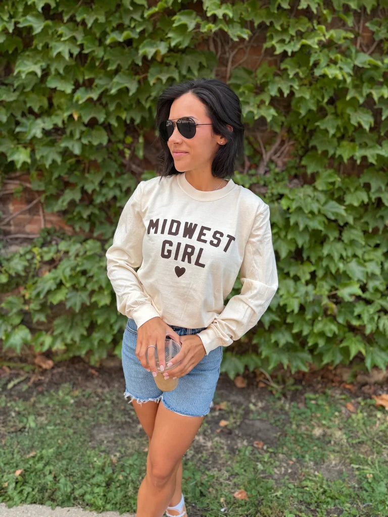 The Midwest Girl Long Sleeve Tee In Ivory