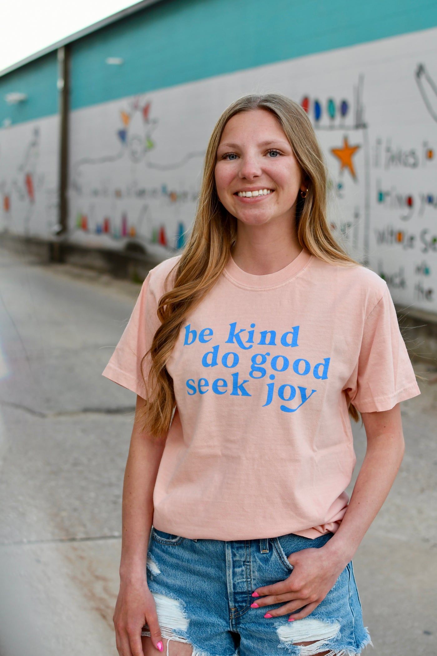 Be Kind, Do Good, Seek Joy Tee- Peachy