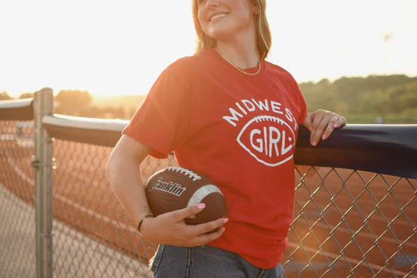 Midwest Girl Football Tee-Red