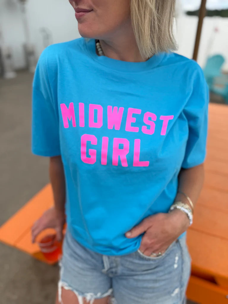 The Midwest Girl Boxy Tee- Blue
