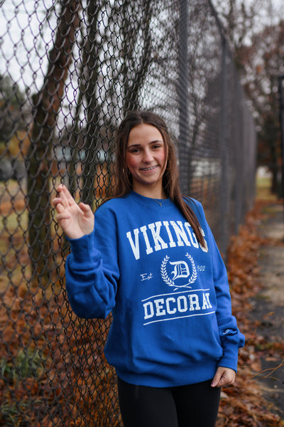 Decorah Vikings Champion Crewneck-Royal Blue