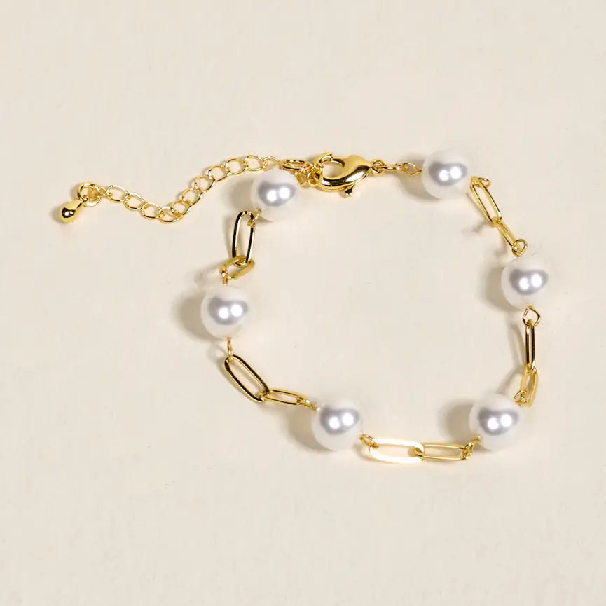 Pearl Paperclip Bracelet Chain