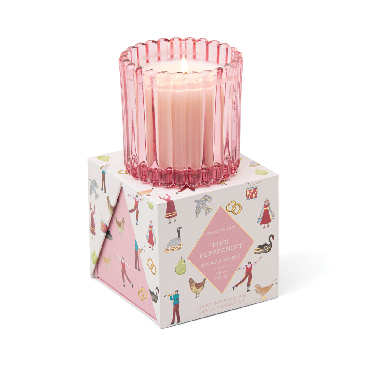Boxed Holiday Candle-Pink Peppermint