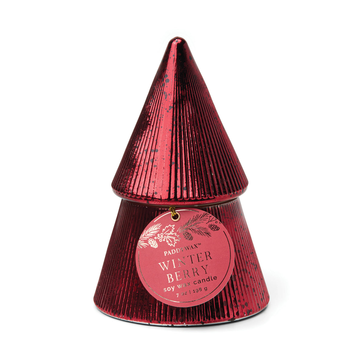 RED MERCURY CHRISTMAS TREE CANDLE - WINTERBERRY
