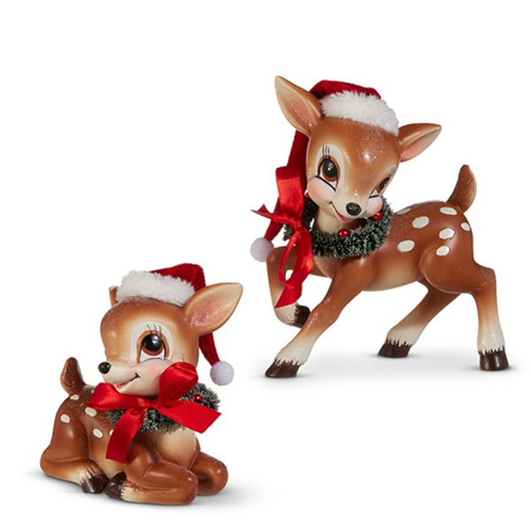 Vintage Deer w/ Wreath- Set of 2