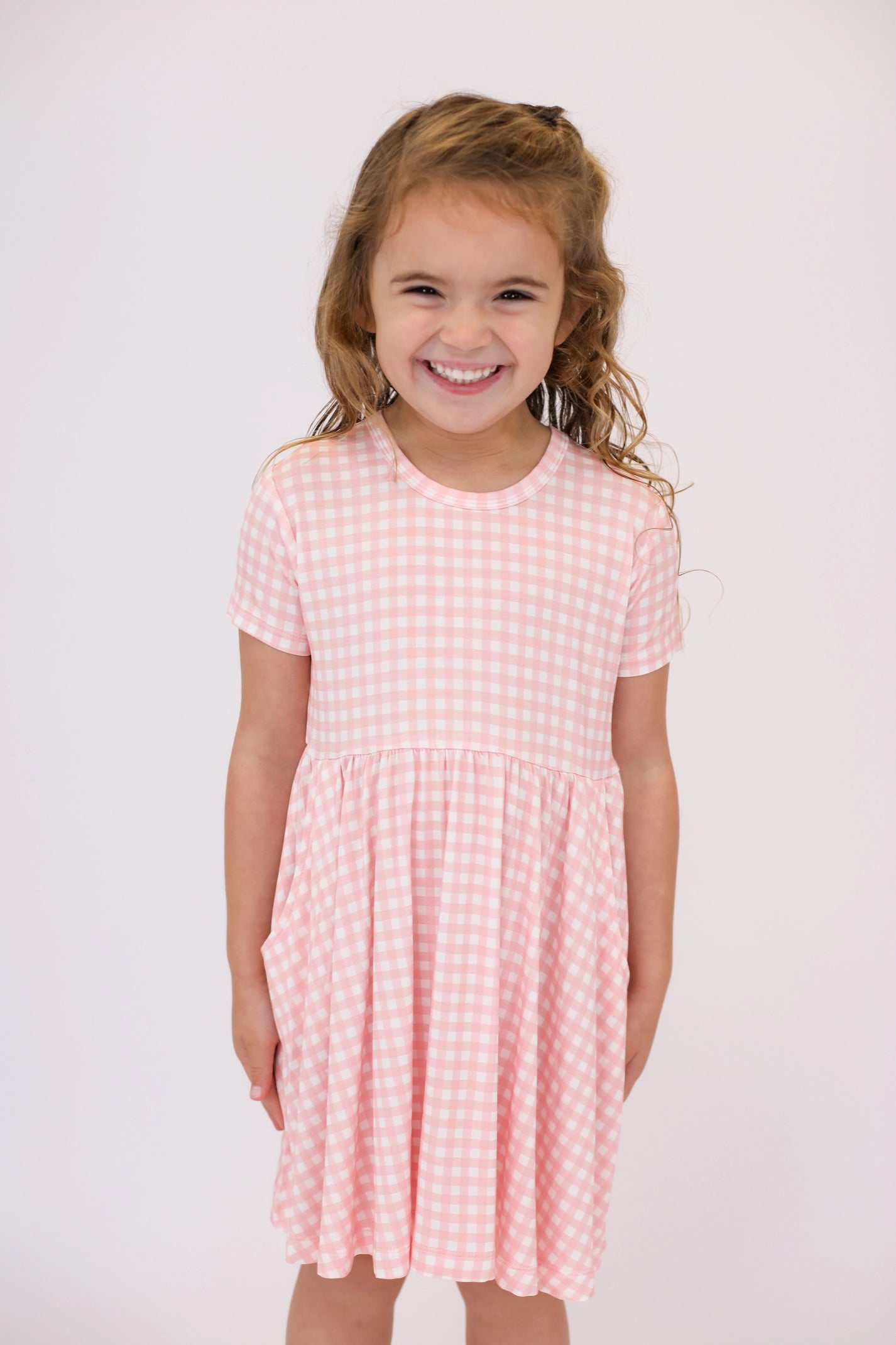 Pink Gingham Pocket Dress
